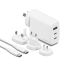 Cygnett PowerMaxx 67W Multi-Port GaN Travel Wall Charger - White (CY4771PDWCH),Charge 3 Devices Simultaneously, Removable Adaptor
